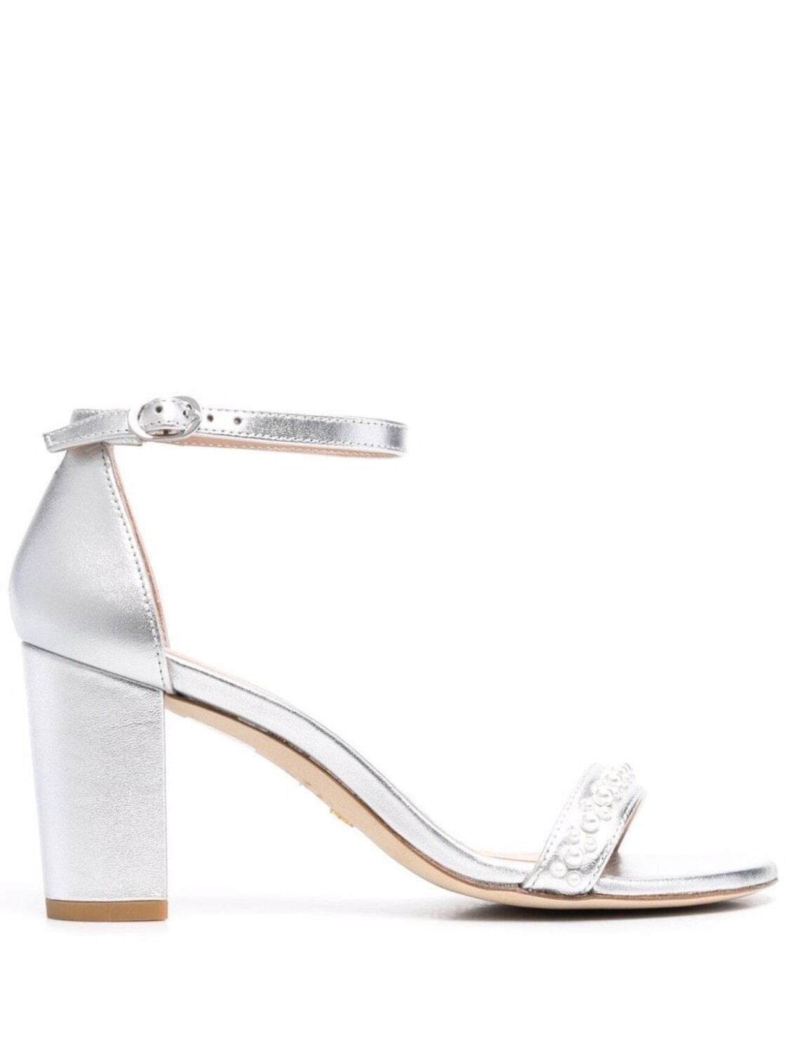 

Stuart Weitzman босоножки Nearly Nude 80 с декоративным жемчугом, серый