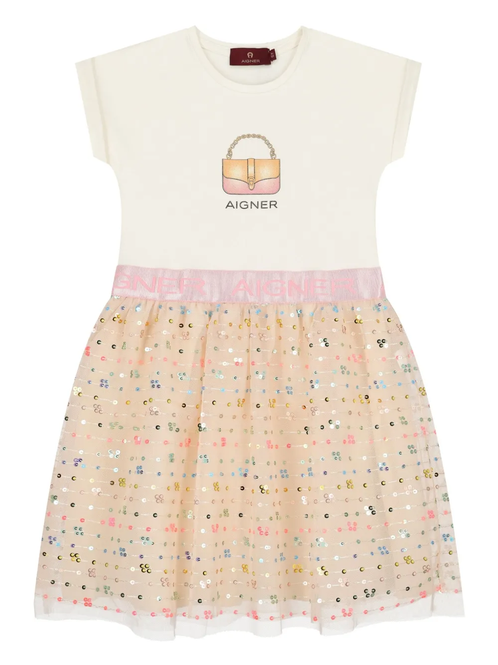 

Платье с пайетками Aigner Kids, белый