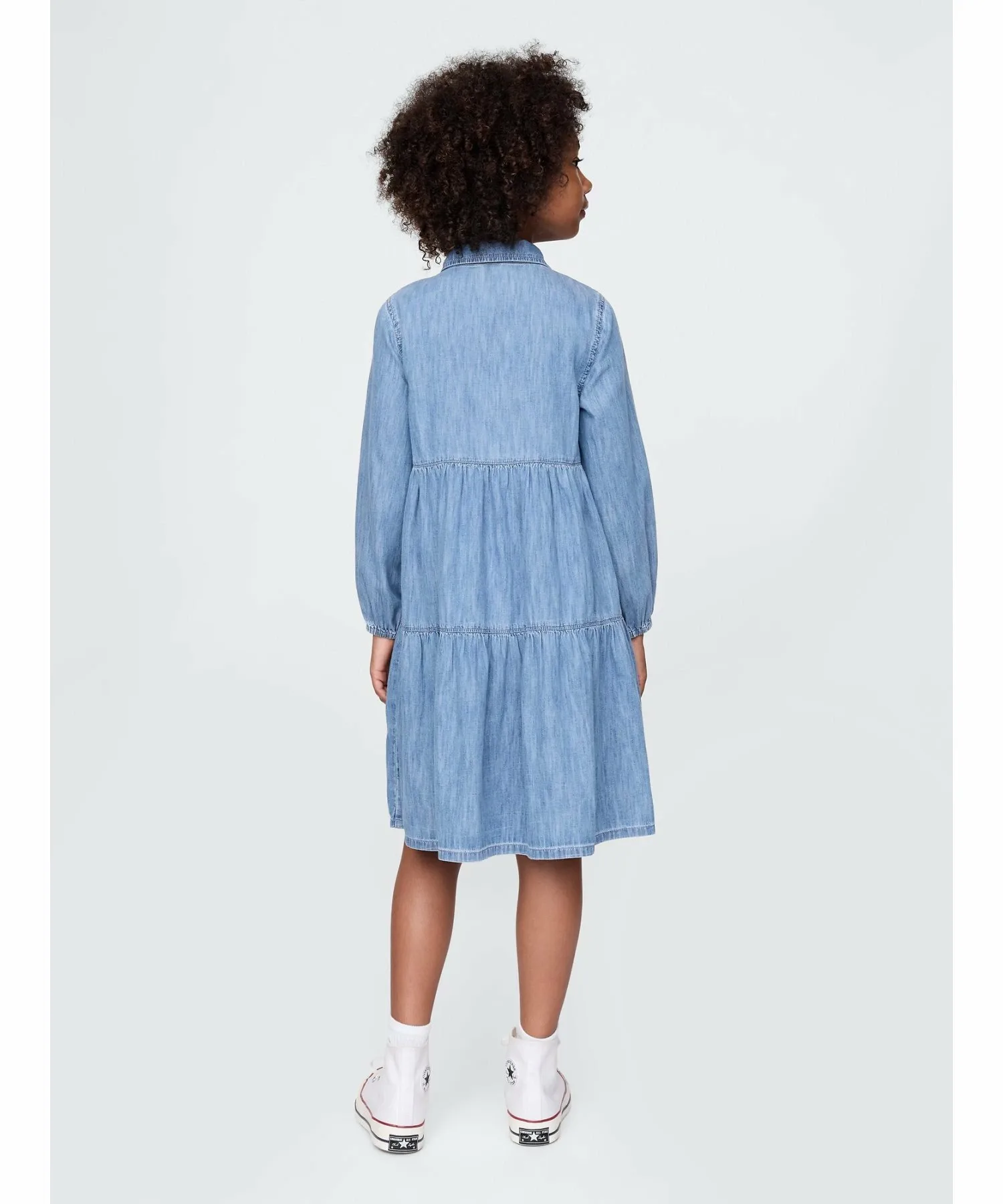 (K) Многоярусное платье из шамбре (детское) GAP, BLUE_CHAMBRAY — фото 2