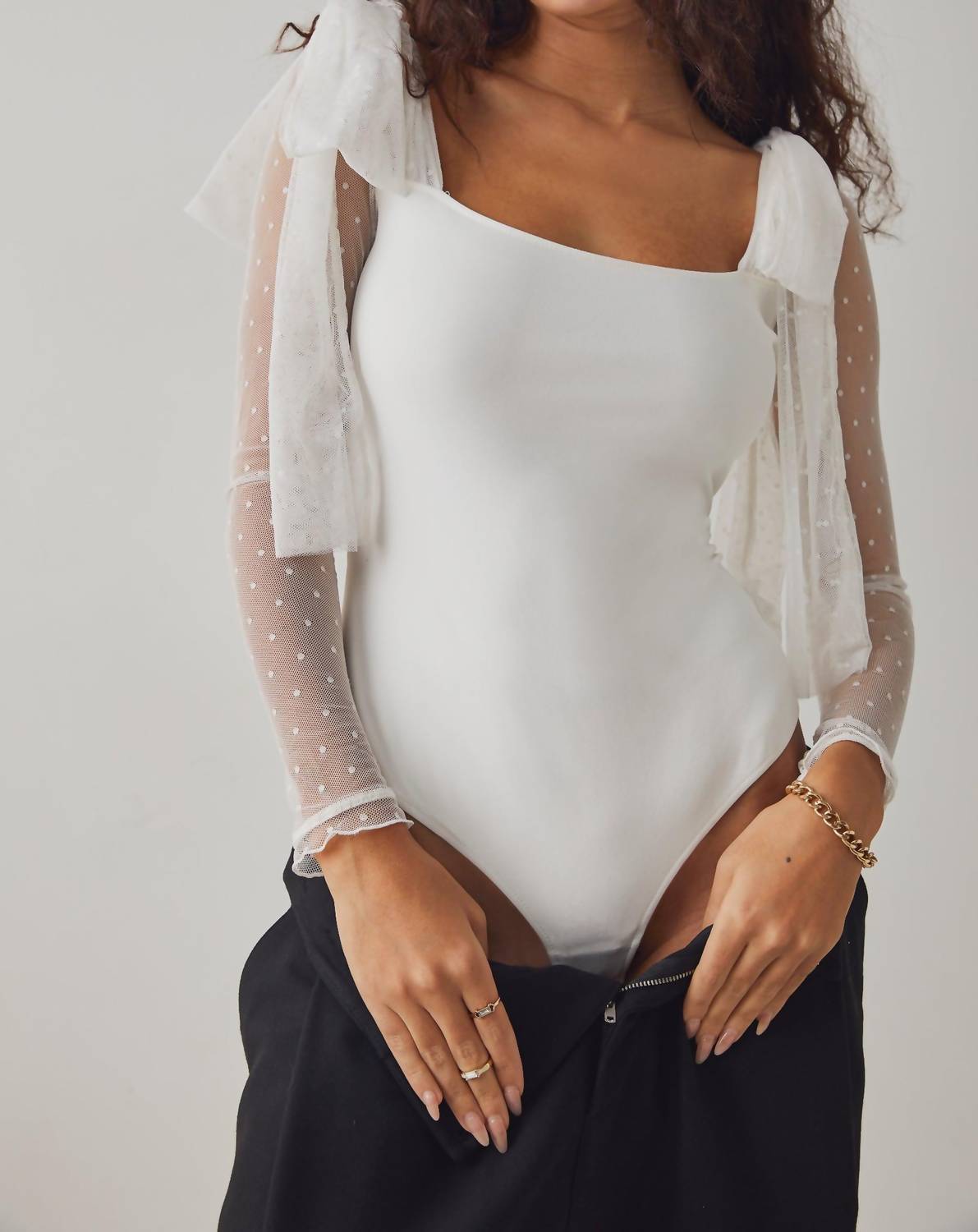 

Боди с завязками на языке цвета слоновой кости Free People