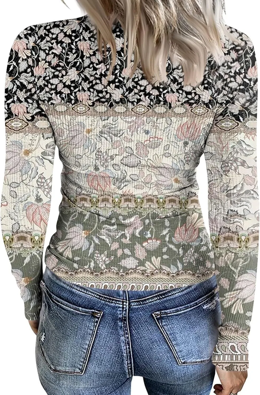 Женский топ с длинным рукавом, полосатый, бренд Generic, 5-light Gray — фото 2
