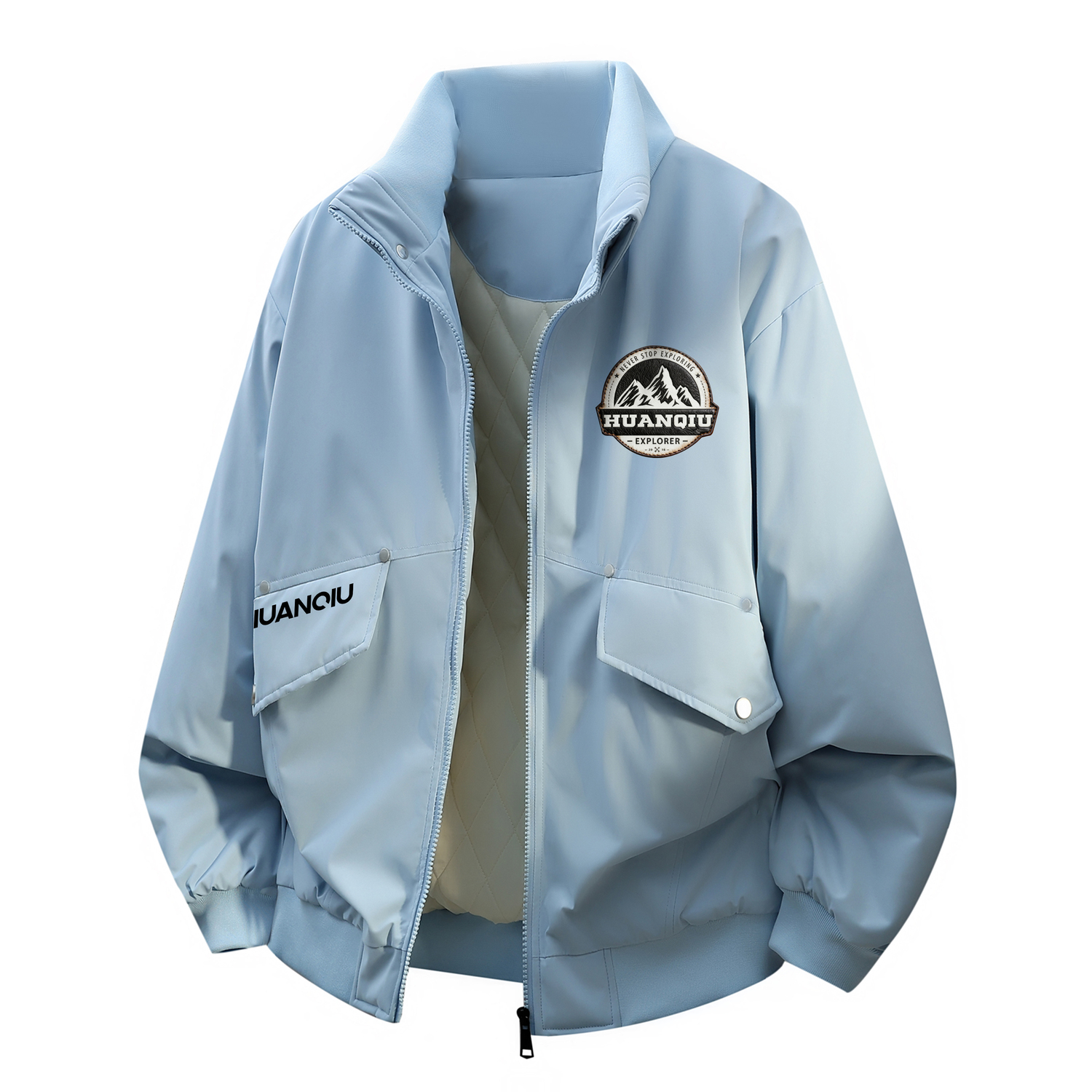 

Пуховик Unisex Stand Collar Moderate Puffer Jacket HUANQIU, moonсветло-синий