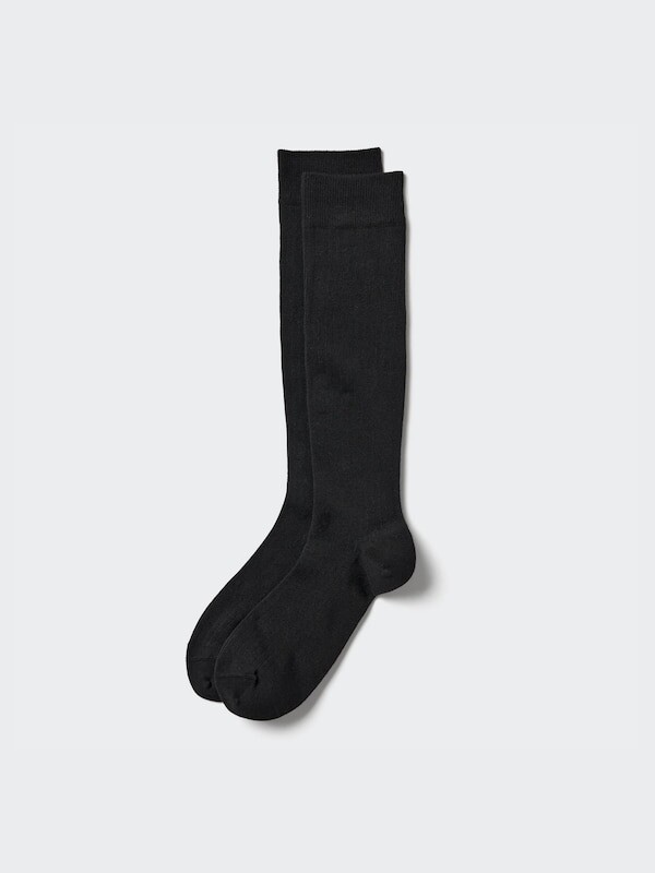 

Носки до колен широкие в рубчик Uniqlo, черный