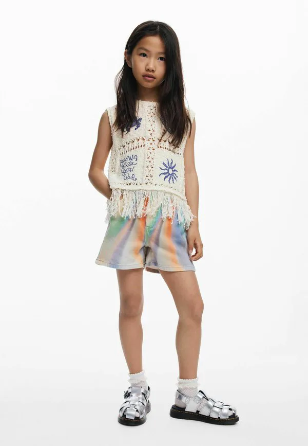 Вязаный свитер с бахромой. Desigual, White