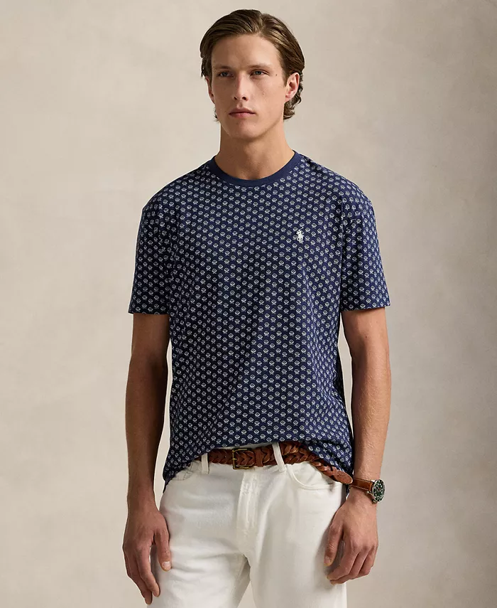 

Мужская футболка из джерси классического кроя с принтом "чертополох" Polo Ralph Lauren, синий