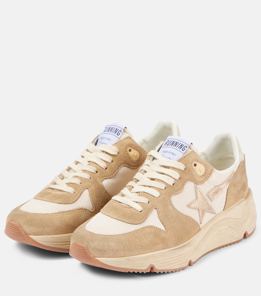 Кожаные кроссовки Running Sole Golden Goose, Cream/Desert Beige/Gold/Talco — фото 4