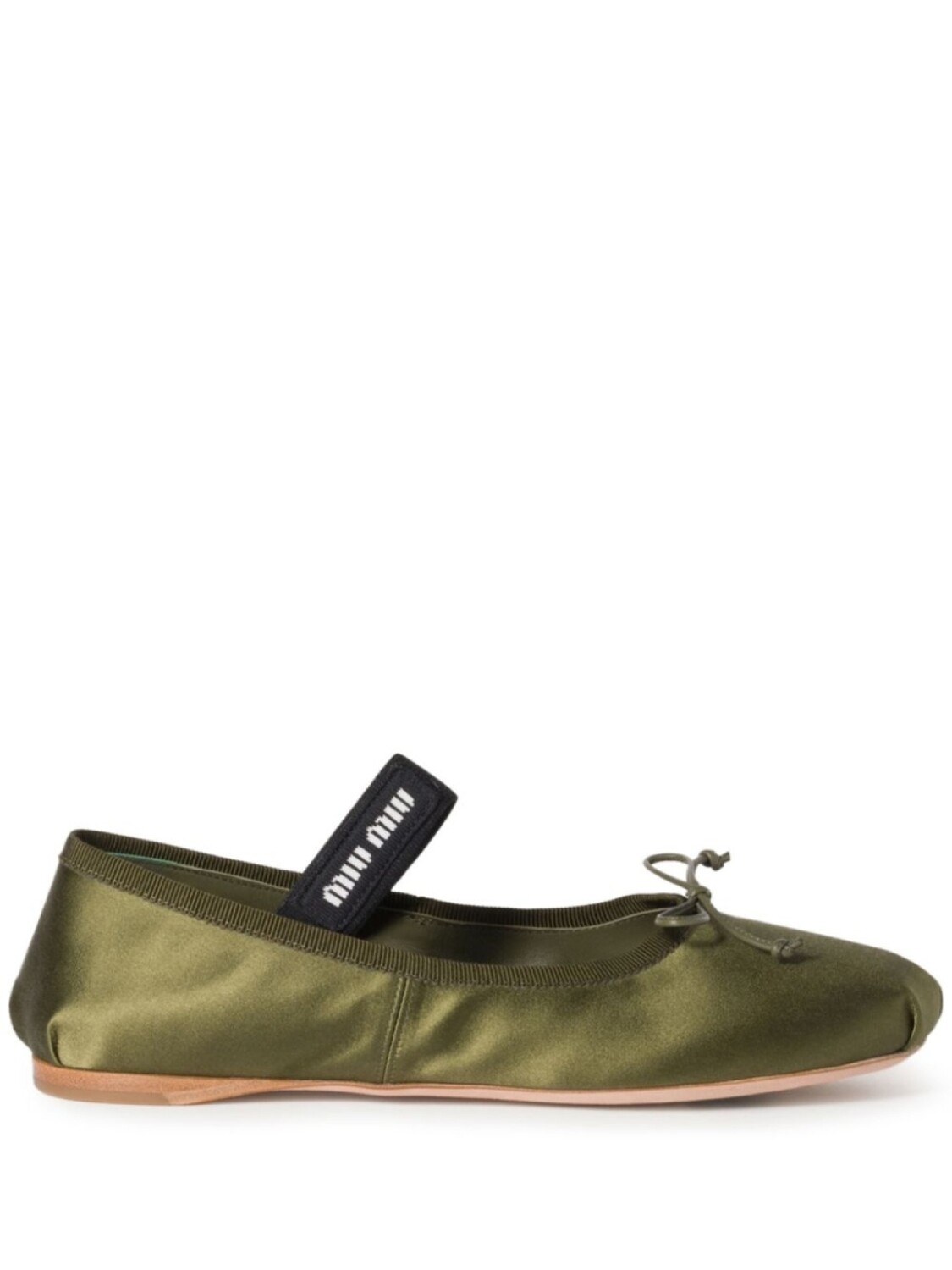 

Балетки Miu Miu атласные, зеленый