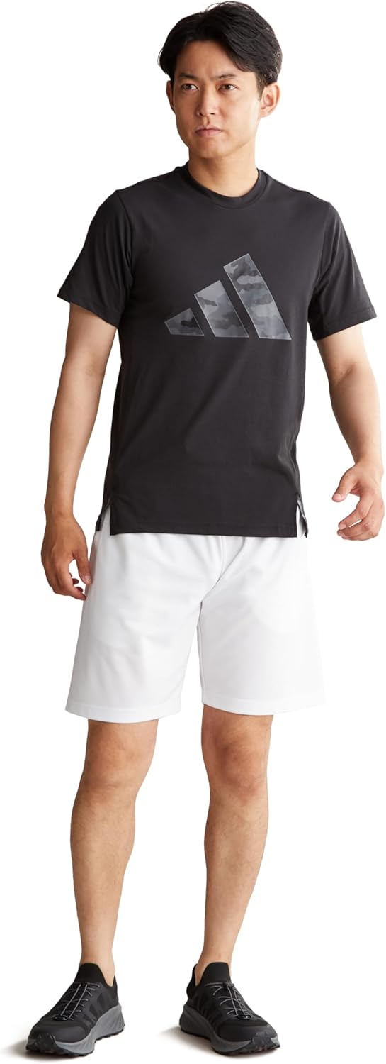 Мужская футболка adidas Train Essentials с коротким рукавом и камуфляжным принтом и логотипом (JUA02), черный — фото 3