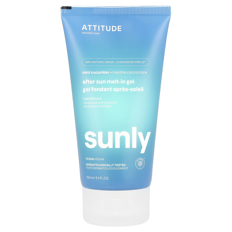 

ATTITUDE, Sunly, тающий гель после загара, с мятой и огурцом, 150 мл (5,1 жидк. унц.)