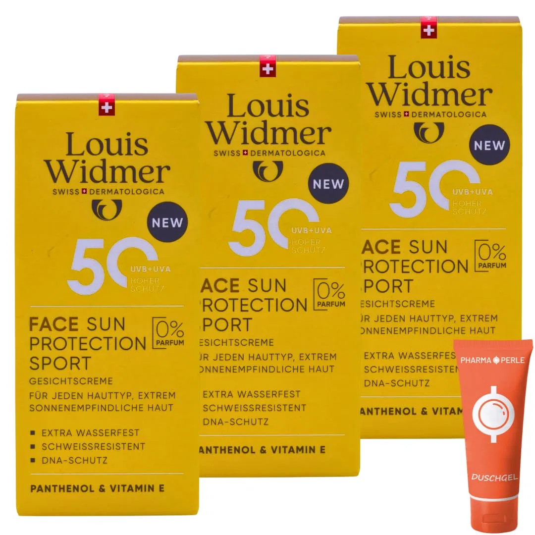 Солнцезащитная эмульсия для лица Louis Widmer Face Sun Protection Sport 50, набор 3 x 50 мл Pharma Perle
