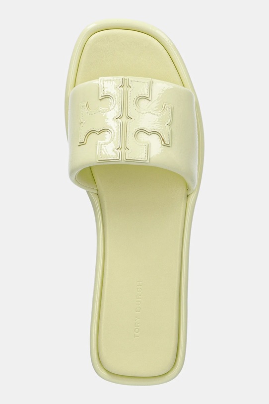 Кожаные шлепанцы Double T Sport Slide Tory Burch, желтый — фото 4