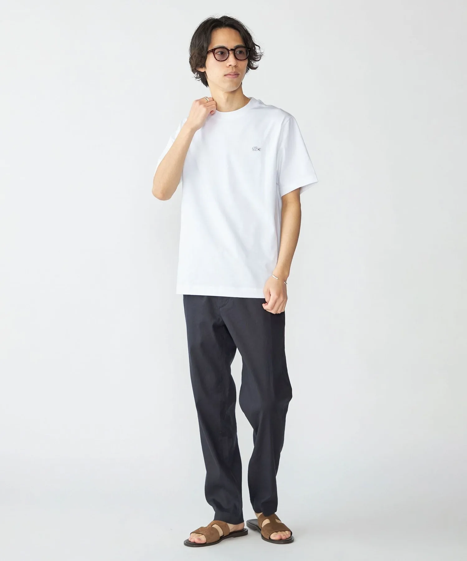 Мужская футболка Lacoste Outline Crocodile Crew Neck темно-синий — фото 2