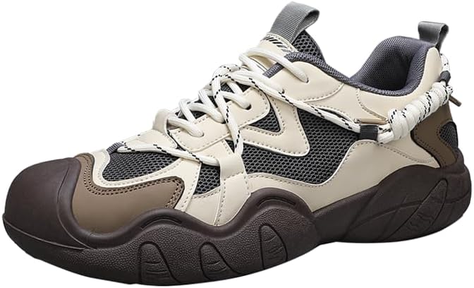 

Мужские массивные винтажные кроссовки на шнуровке - удобные, противоскользящие, дышащие, для активного отдыха и повседневной носки Hhhchpm, коричневый