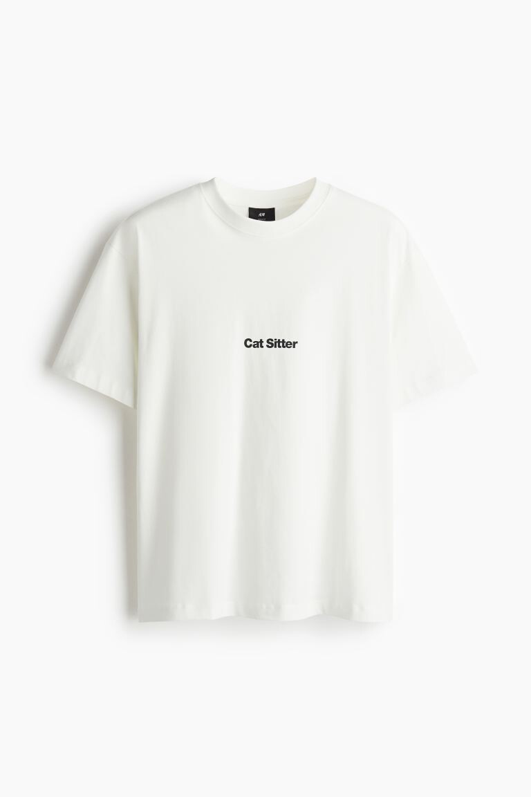 

Футболка с принтом свободного кроя H&M, белый