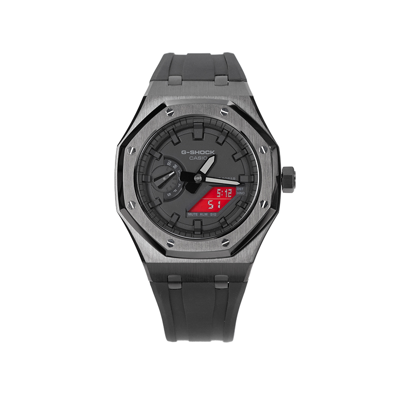 

CASIO Часы Unisex Liquid Crystal/Analog Dual Display Series 44.5mm Black Watch, Red Eyes