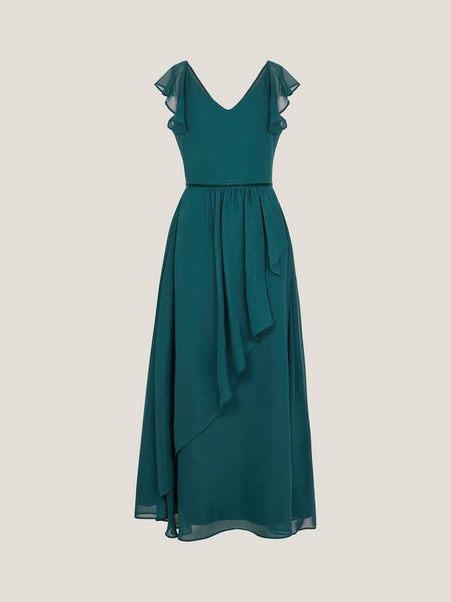 

Детское платье для выпускного Indi с асимметричными воланами Monsoon, Teal