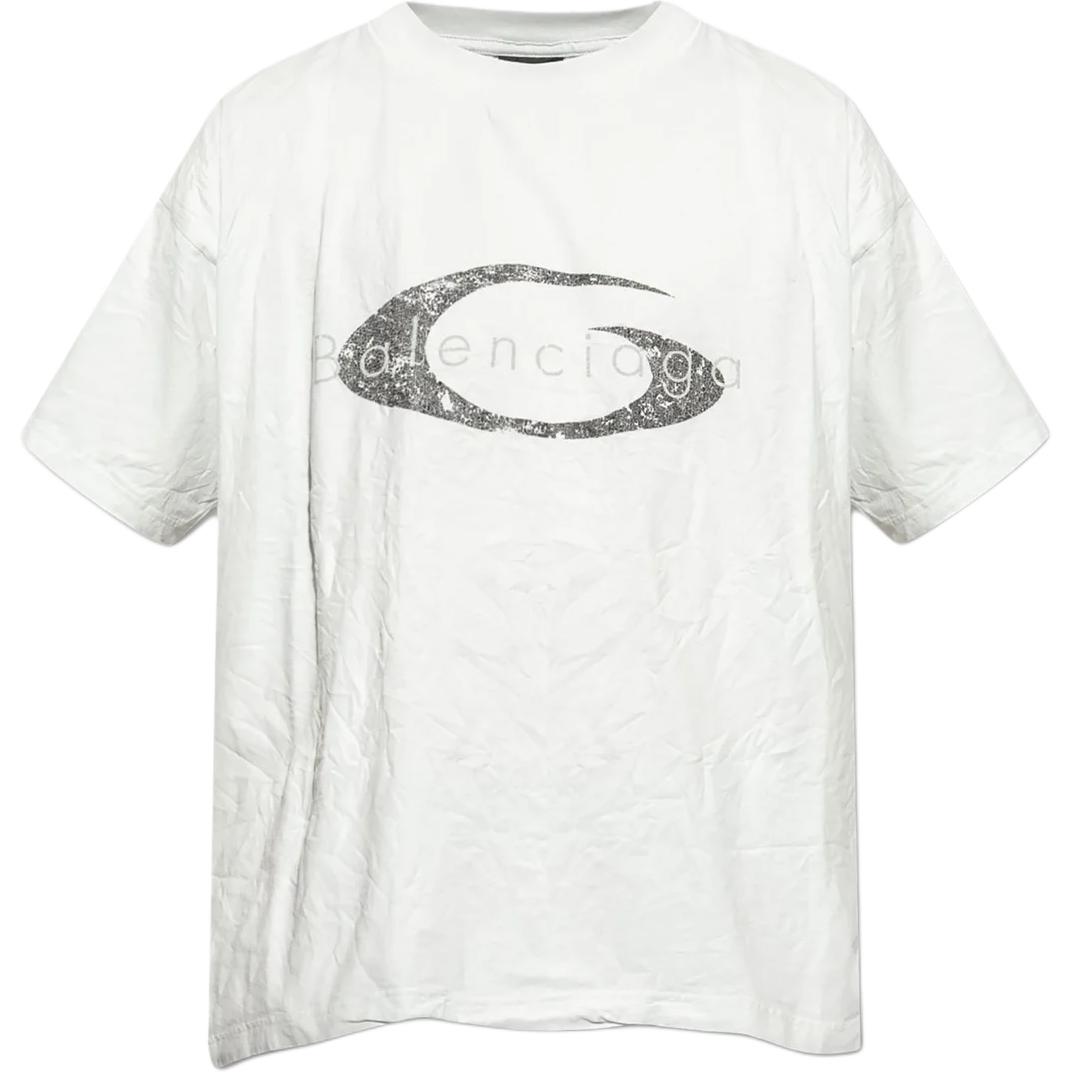 

Винтажная футболка с круглым вырезом и прямым кроем Balenciaga, белый