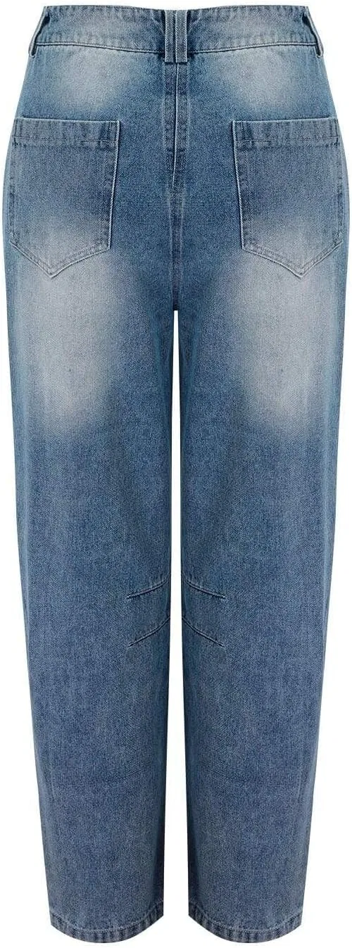 Джинсы широкие, Barrel, dark Blue — фото 4