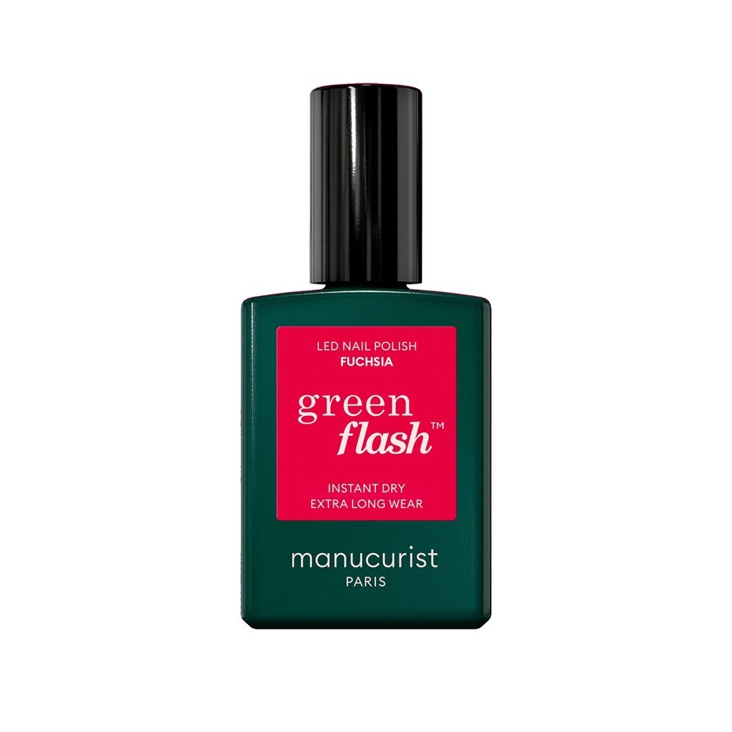 

Лак для ногтей green flash instant dry extra long wear Manucurist, fuchsia, объем 15 мл