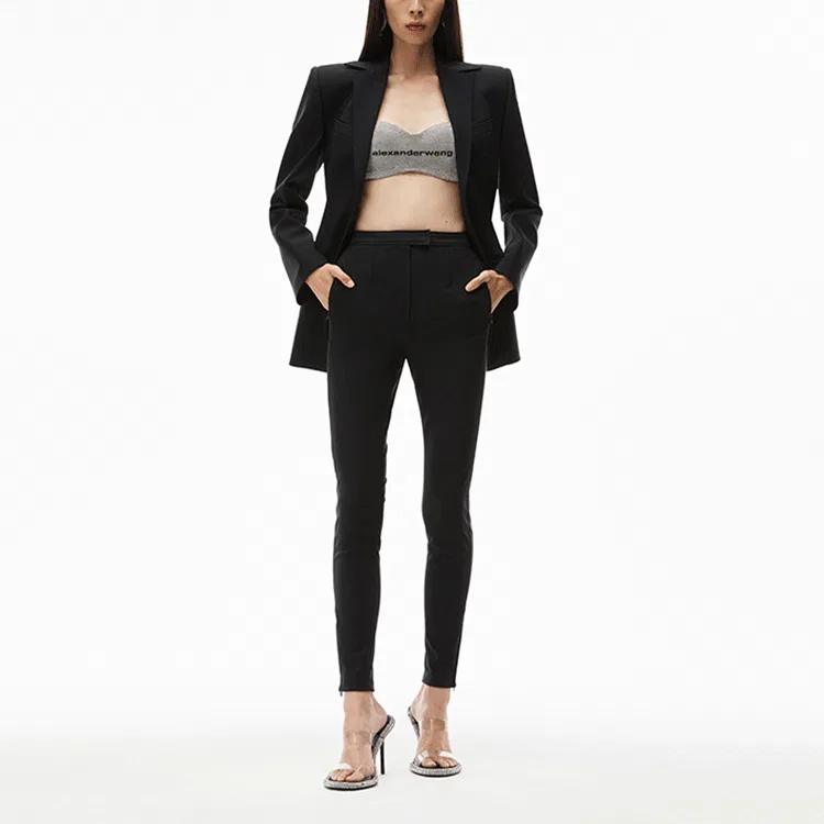 Трикотажные спортивные штаны женские Black moderate slim fit pants Alexander Wang — фото 3