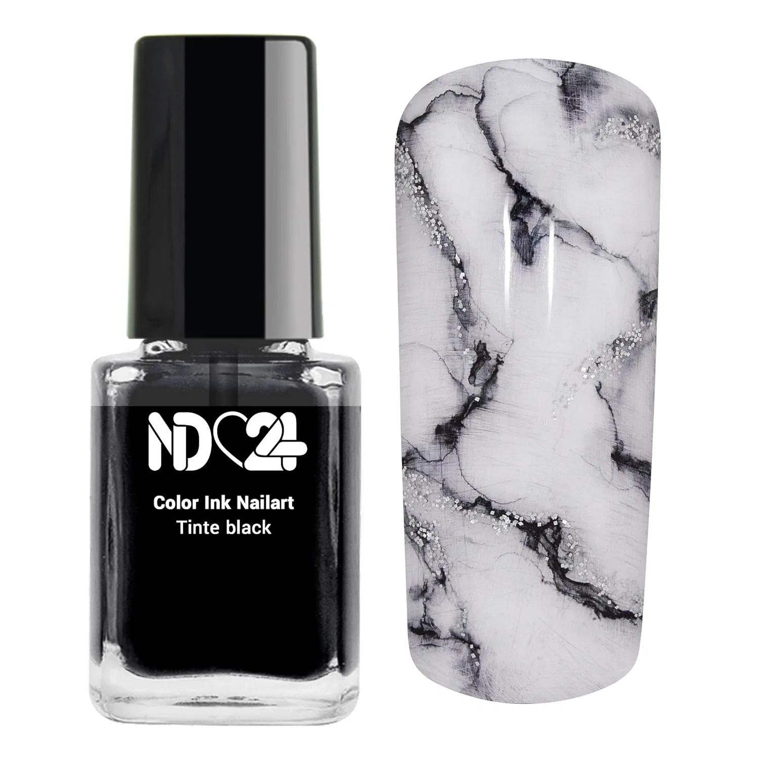 Чернила для дизайна ногтей Colour Ink Nail Art Ink Black Marble Look 12 мл Nd24 Naildesign, Black