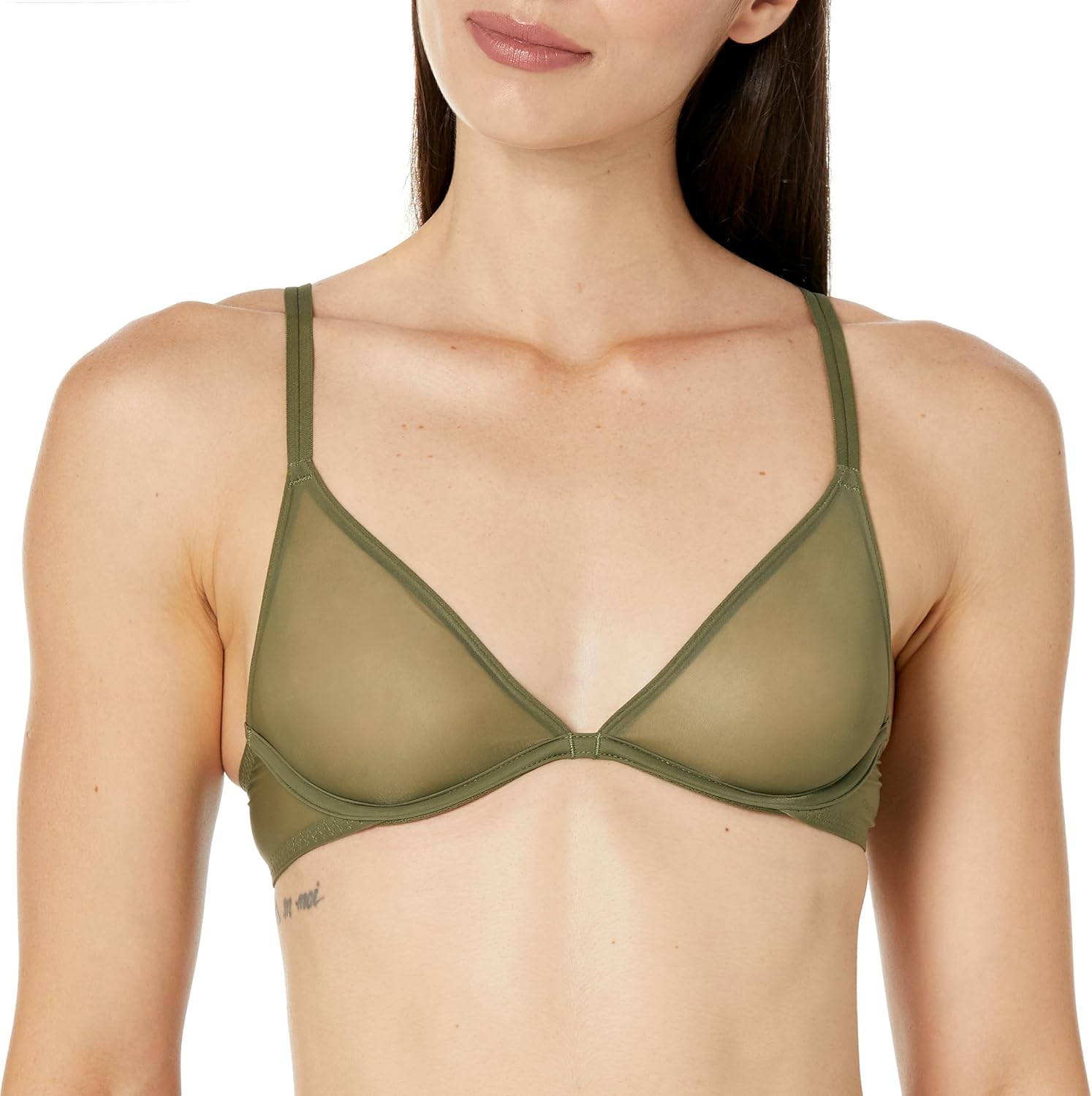 

Женский прозрачный бюстгальтер Calvin Klein Marquisette без подкладки с глубоким вырезом, Napa