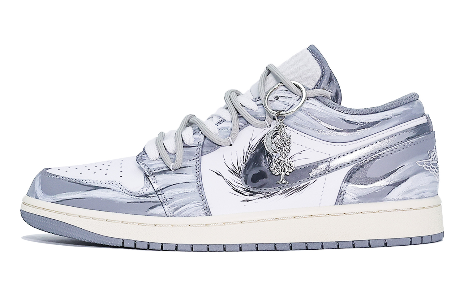 Jordan Air 1 Low 'Vintage Grey' низкие детские баскетбольные кроссовки black gray silver white unisex — фото 3