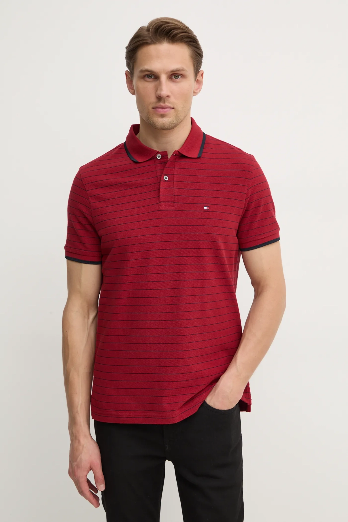 

Хлопковая рубашка-поло Tommy Hilfiger, гранатовый