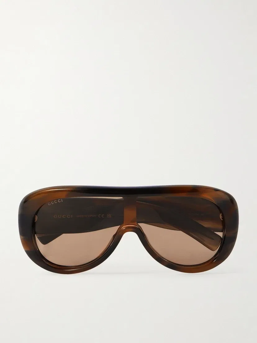 Солнцезащитные очки D-образной формы из ацетата черепахового цвета Gucci Eyewear, коричневый