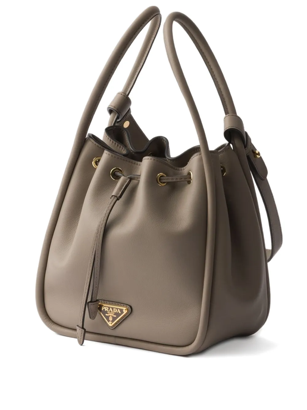 

Сумка-ведро Darling из кожи с завязкой Prada, серый