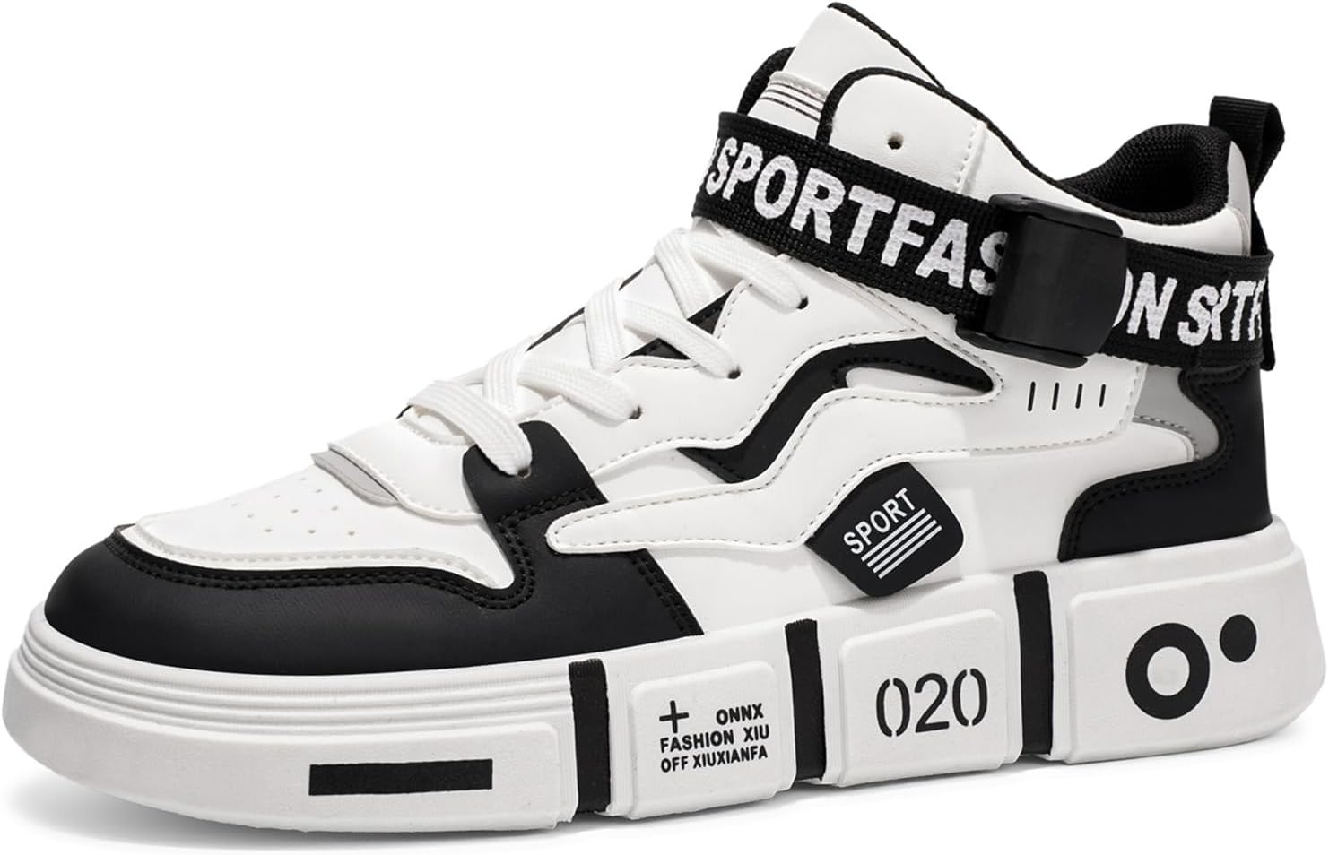 

Мужские модные кроссовки высокие скейт-ботинки стильные кроссовки повседневные прогулочные туфли Spwagym, белый/черный