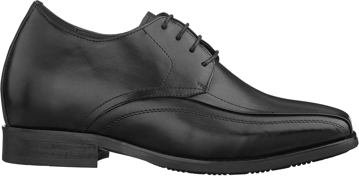 Мужские туфли-оксфорды Calden Invisible Height Climber Shoes - черные кожаные, на шнуровке, легкие, на 7,5 см выше - K333021 — фото 2