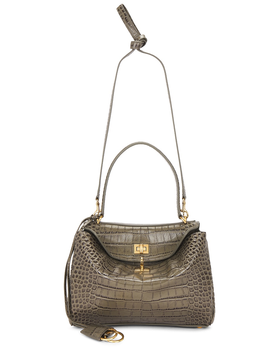 

Сумка Rodeo Small Croc с тиснением под крокодила и верхней ручкой Balenciaga, Army Green