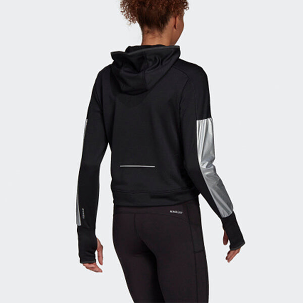 Толстовка (WMNS) adidas Space Hoodie Running Sports Black, черный — фото 4