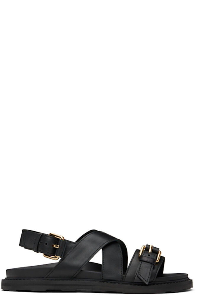 

Сандалии из черной телячьей кожи с пряжкой Moschino