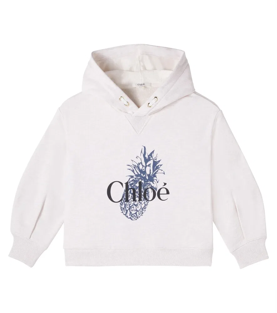 Худи из хлопкового трикотажа с принтом Chloé Kids, белый
