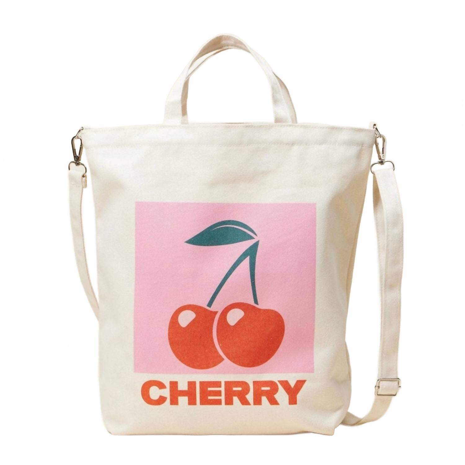 

Женская холщовая сумка-тоут через плечо с графическим принтом вишни, бежевого цвета Judson & Co., бежевый