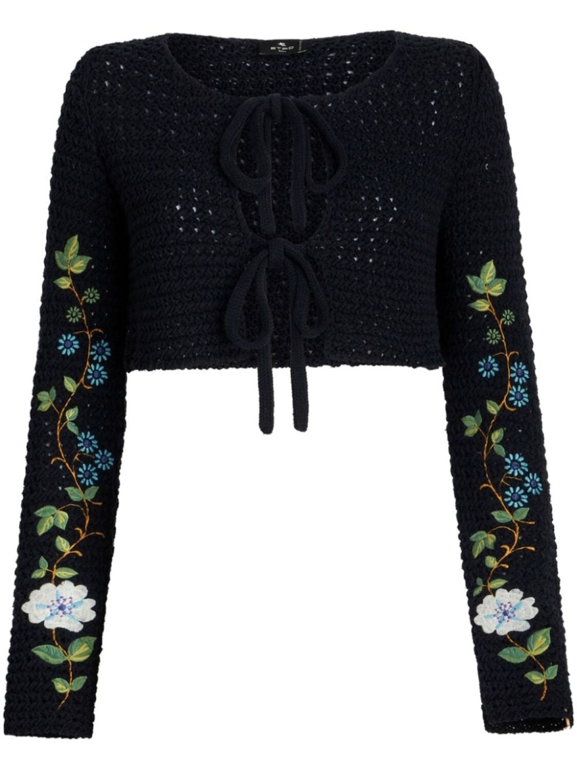 

ETRO вязаный кардиган с цветочной вышивкой, черный