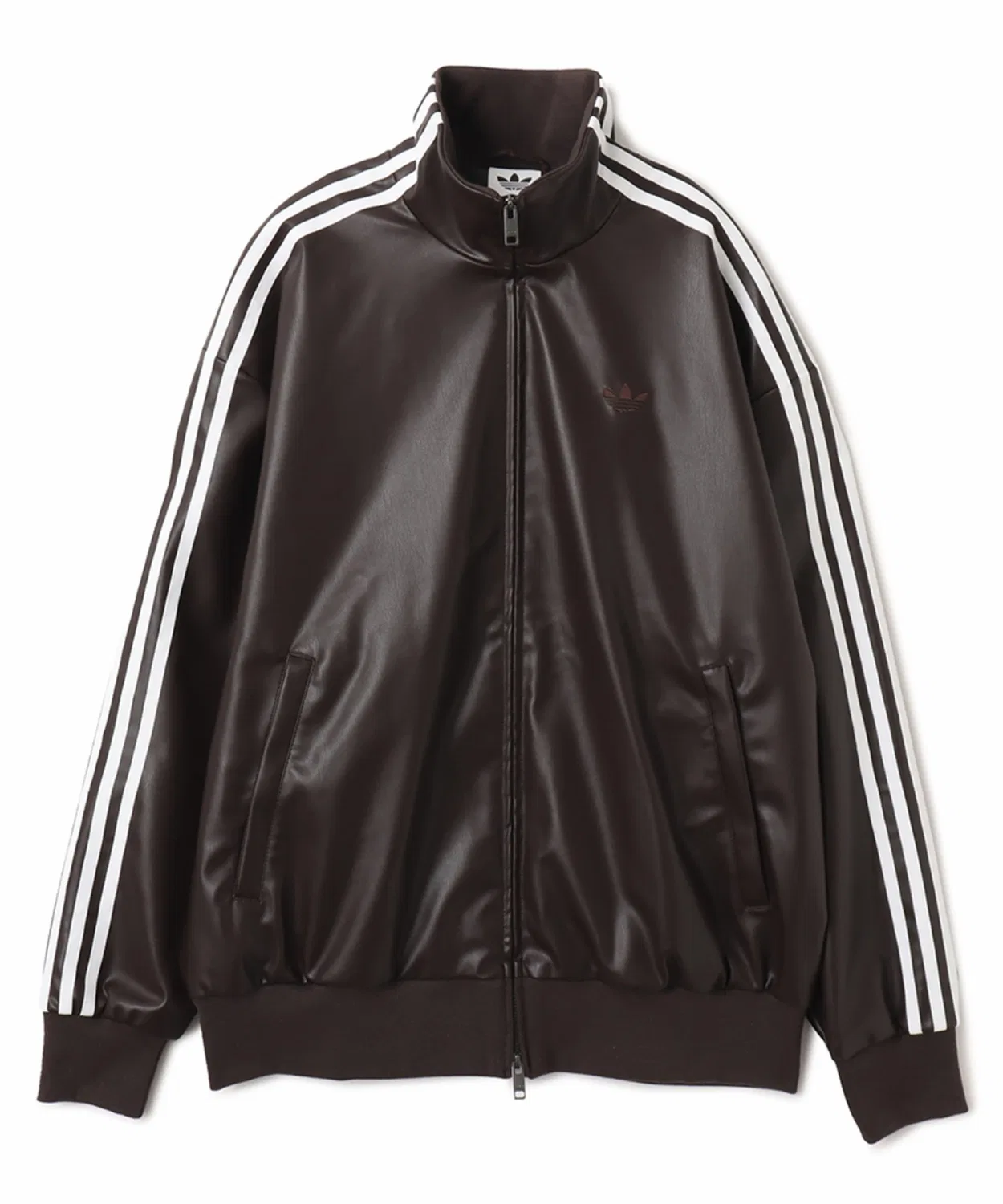 Трек-топ оверсайз adidas PLEATHER 3STRIPES коричневый