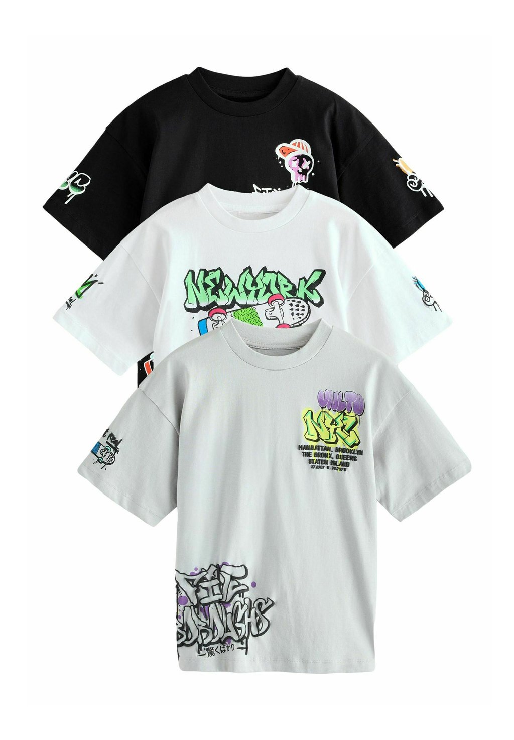

Футболка с принтом SHORT SLEEVE GRAPHIC 3 PACK STANDARD Next, черный