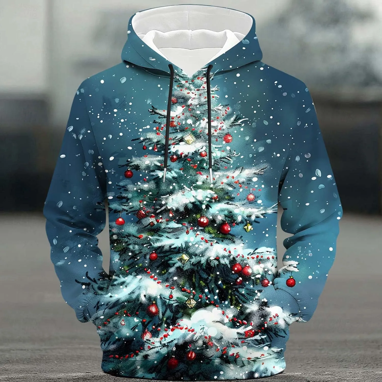 Свитшот мужской с новогодним принтом Glitter Xmas Tree — фото 4