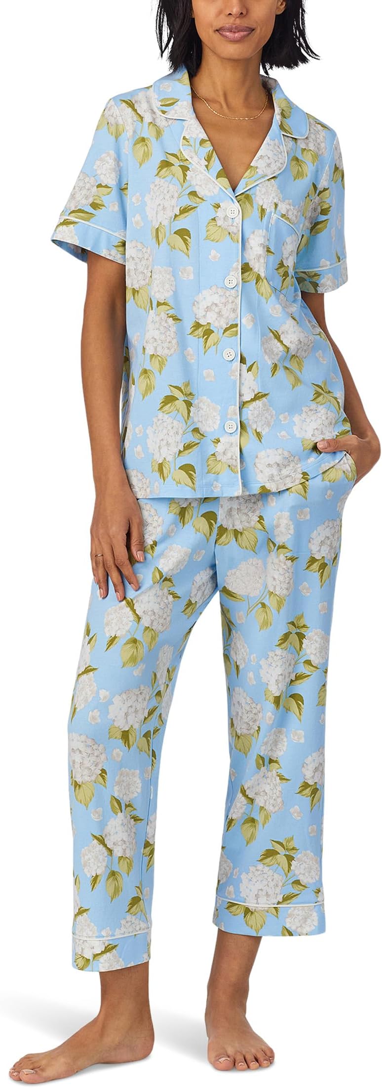 

Пижама Bedhead PJs Organic Cotton Short Sleeve Cropped Pajama Set, цвет Blue Blossom Bliss