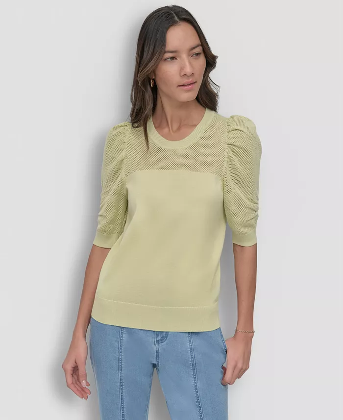 

Женский топ с сетчатыми рукавами-фонариками DKNY, зеленый
