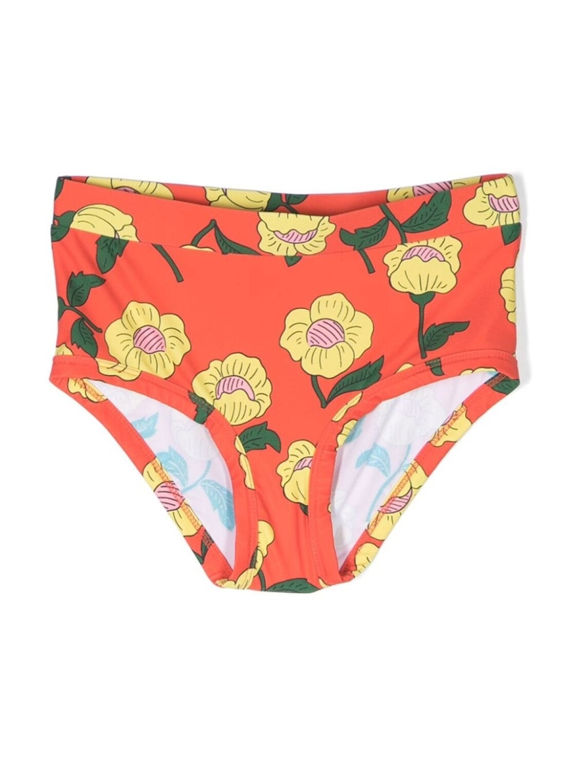 

Mini Rodini плавки Flowers с завышенной талией, красный
