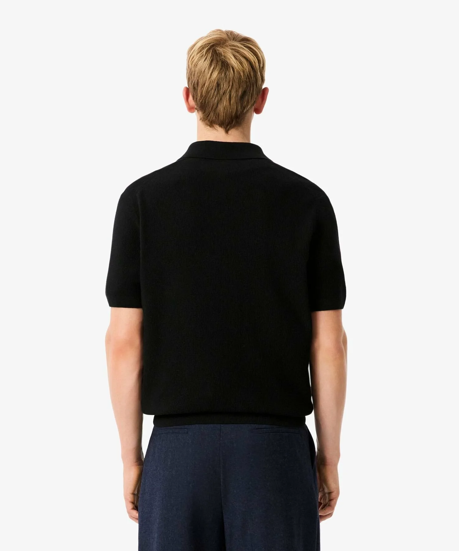 Вафельная вязка с открытым воротником LACOSTE, Black — фото 3