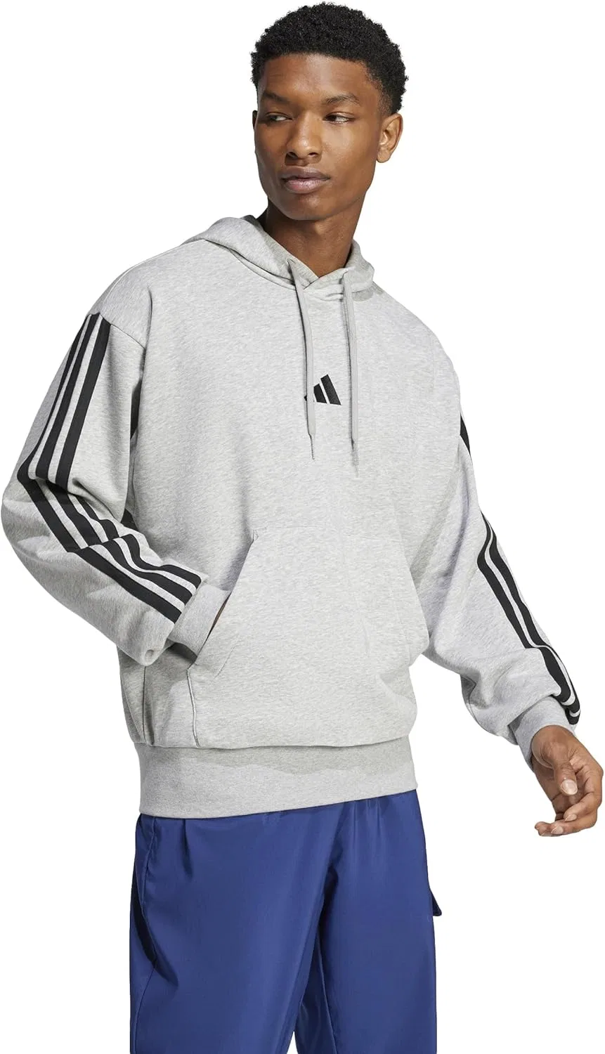 Толстовка Adidas Men's Essentials 3-Stripes French Terry, серый/черный — фото 3
