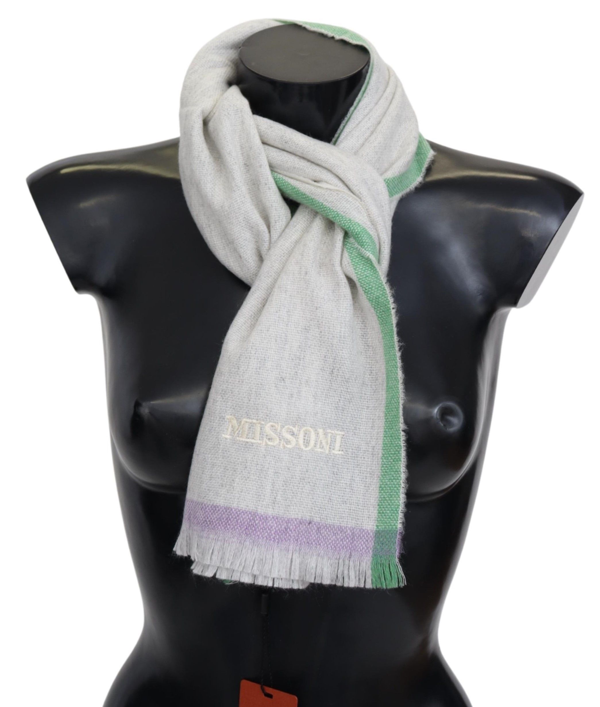 

Элегантный кашемировый шарф с узором Missoni, бежевый