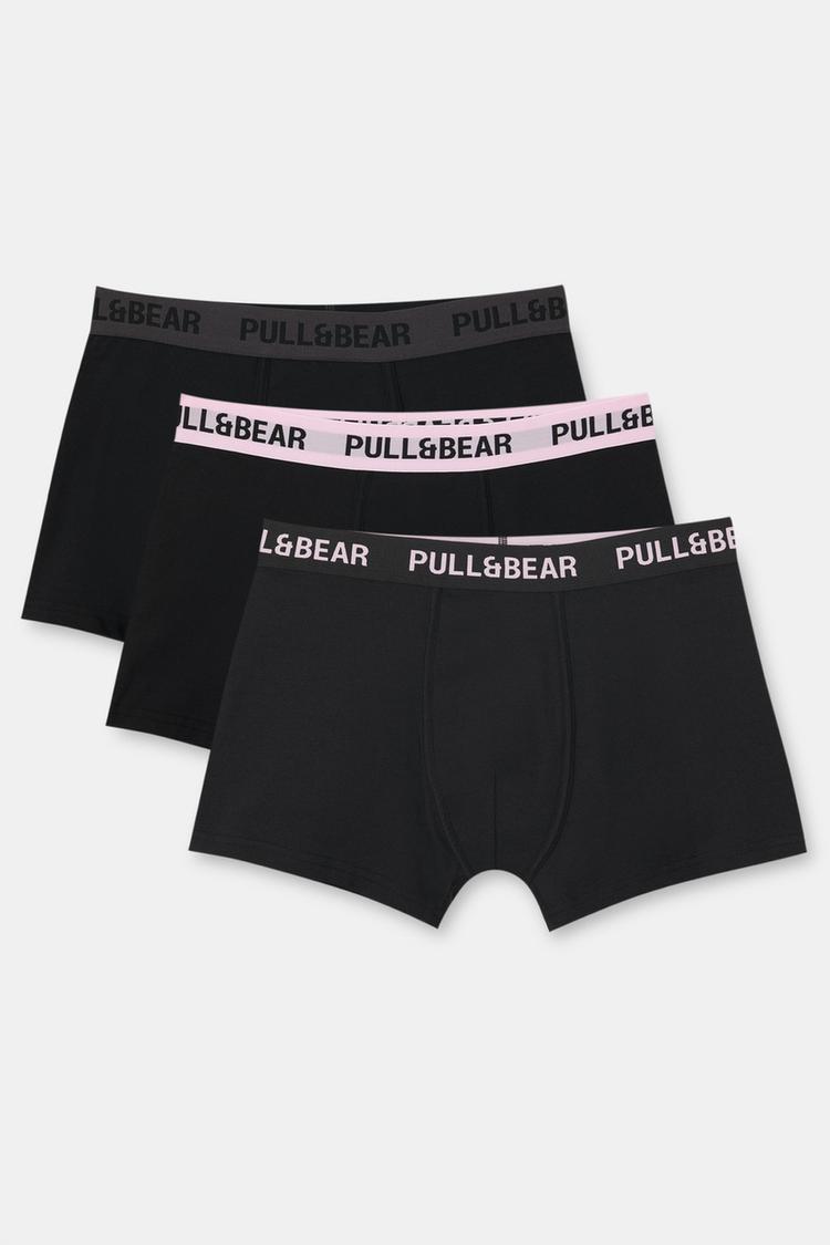 

Упаковка из 3 черных боксеров Pull And Bear, мультиколор