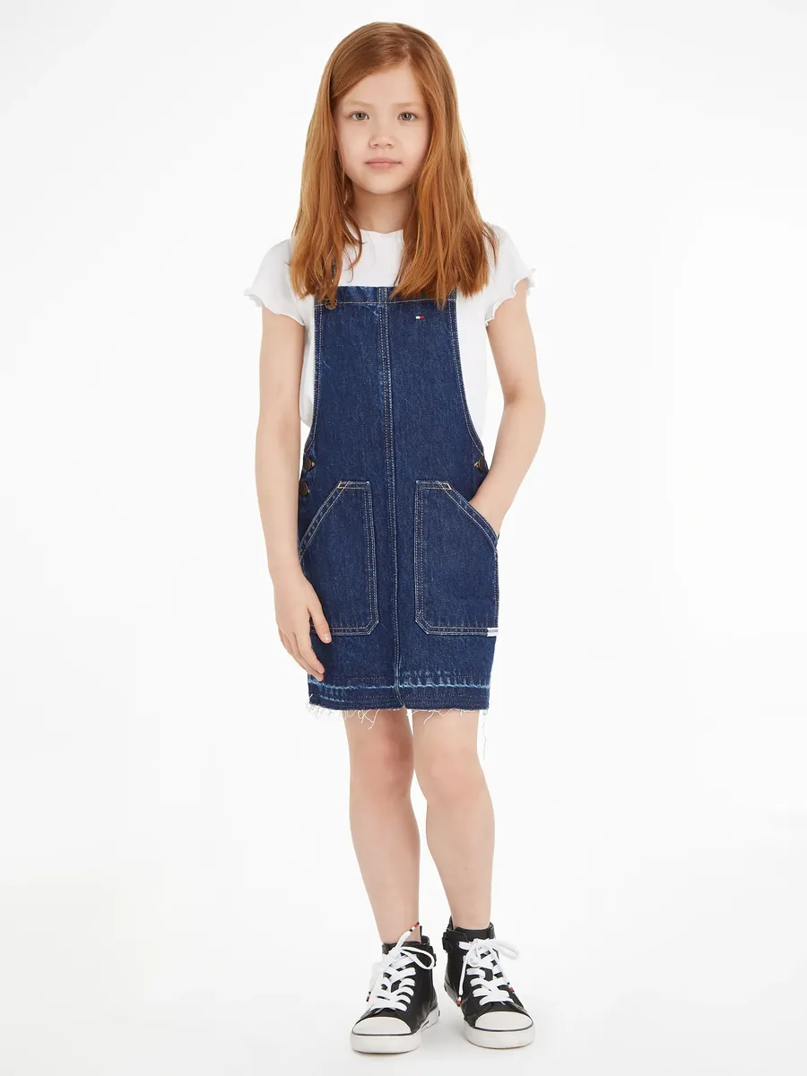 

Платье-комбинезон Tommy Hilfiger "DENIM DUNGAREE DRESS", с открытым подолом, цвет Rivendeldark