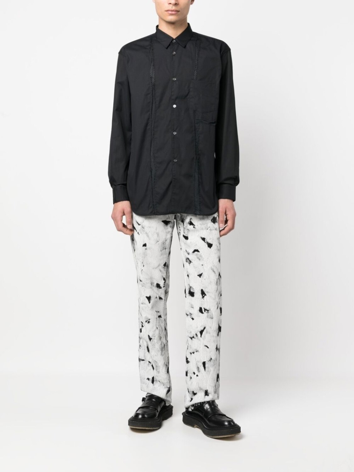 Comme Des Garçons Shirt рубашка с длинными рукавами и сетчатой вставкой, черный — фото 2